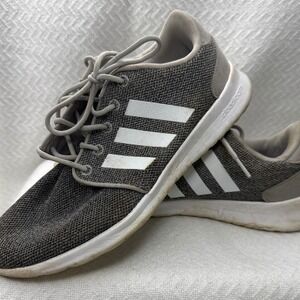 Adidas Cloudfoam Gray White Stripe Lightweight Running Shoes Sneakers Womens 7.5